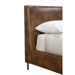 Sophia Full Faux Leather Platform Bed, Brown