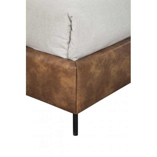 Sophia Full Faux Leather Platform Bed, Brown