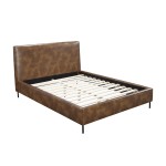 Sophia Full Faux Leather Platform Bed, Brown
