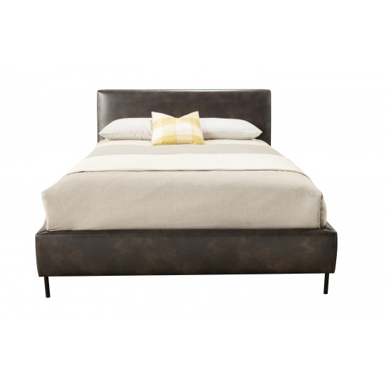 Sophia Full Faux Leather Platform Bed, Gray