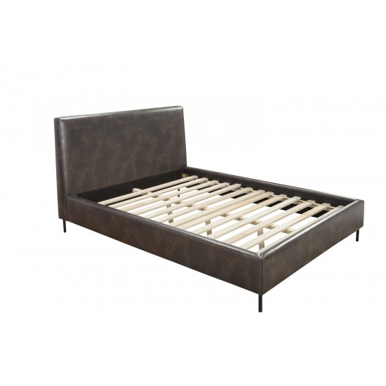 Sophia Full Faux Leather Platform Bed, Gray