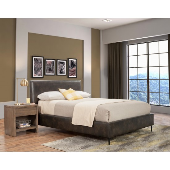 Sophia Full Faux Leather Platform Bed, Gray