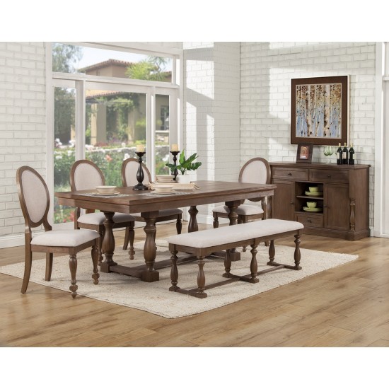 Galena Fixed Top Dining Table, Light Grey Walnut