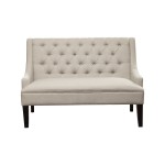 Posh Light Grey Upholstered Button Tufted Bench, Dark Brown