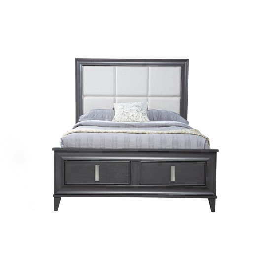 Lorraine California King Storage Footboard Platform Bed, Dark Grey