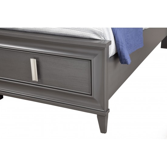 Lorraine California King Storage Footboard Platform Bed, Dark Grey