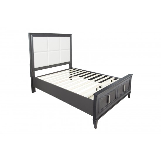 Lorraine California King Storage Footboard Platform Bed, Dark Grey