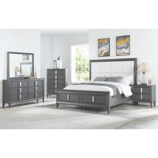 Lorraine California King Storage Footboard Platform Bed, Dark Grey