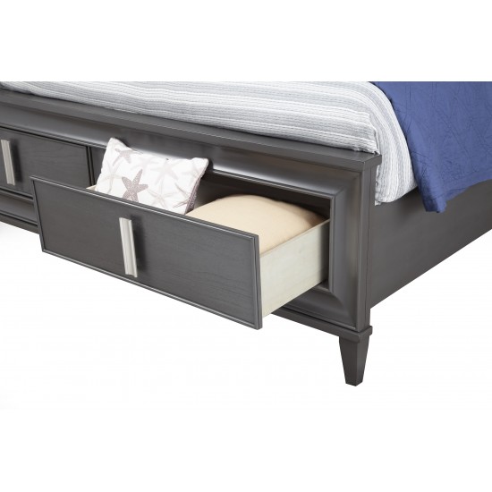 Lorraine Standard King Storage Footboard Platform Bed, Dark Grey