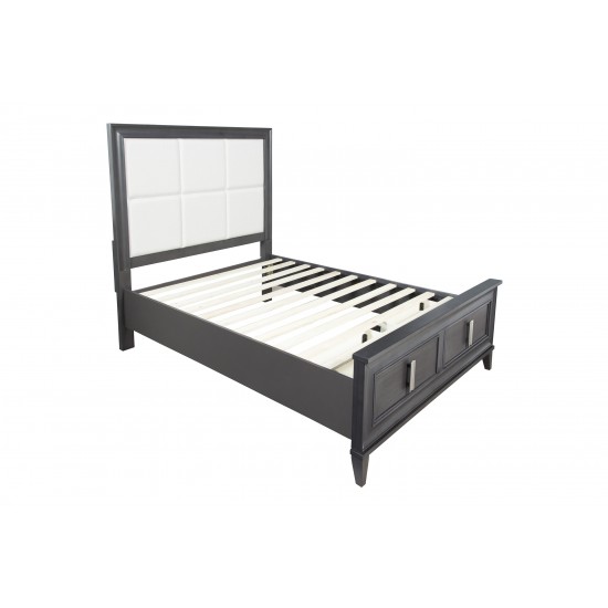 Lorraine Standard King Storage Footboard Platform Bed, Dark Grey