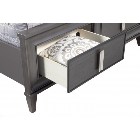 Lorraine Standard King Storage Footboard Platform Bed, Dark Grey