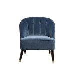 Deco Blue Button Tufted Accent Chair, Brown/Gold Legs