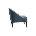 Deco Blue Button Tufted Accent Chair, Brown/Gold Legs