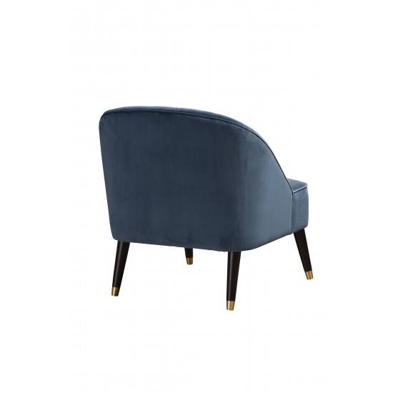 Deco Blue Button Tufted Accent Chair, Brown/Gold Legs