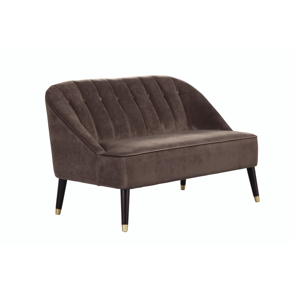 Deco Brown Button Tufted Upholstered Bench, Brown/Gold Legs