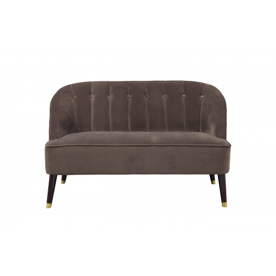 Deco Brown Button Tufted Upholstered Bench, Brown/Gold Legs