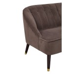 Deco Brown Button Tufted Upholstered Bench, Brown/Gold Legs