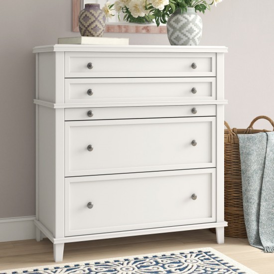 Potter 4 Drawer Multifunction Chest w/ Pull Out Tray, White