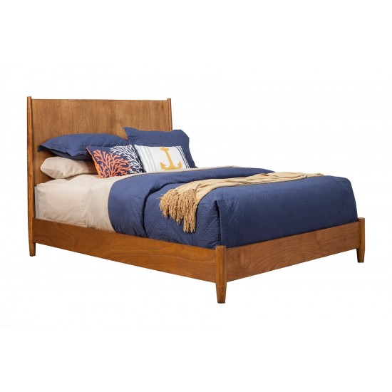 Flynn Mid Century Modern Queen Panel Bed, Acorn