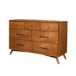 Flynn Mid Century Modern 7 Drawer Dresser, Acorn