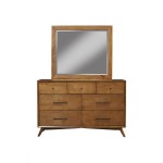 Flynn Mid Century Modern 7 Drawer Dresser, Acorn