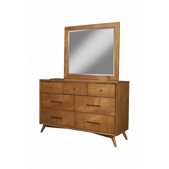 Flynn Mid Century Modern 7 Drawer Dresser, Acorn