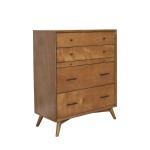 Flynn Mid Century Modern 4 Drawer Multifunction Chest w/Pull Out Tray, Acorn