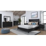 Flynn Mid Century Modern Queen Panel Bed, Black