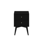 Flynn Mid Century Modern 2 Drawer Nightstand, Black