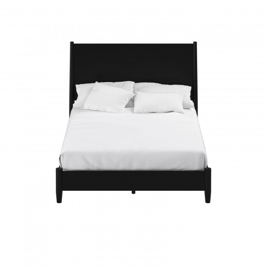 Flynn Mid Century Modern California King Panel Bed, Black