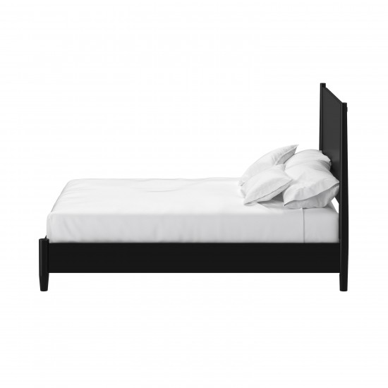 Flynn Mid Century Modern California King Panel Bed, Black