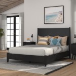 Flynn Mid Century Modern California King Panel Bed, Black