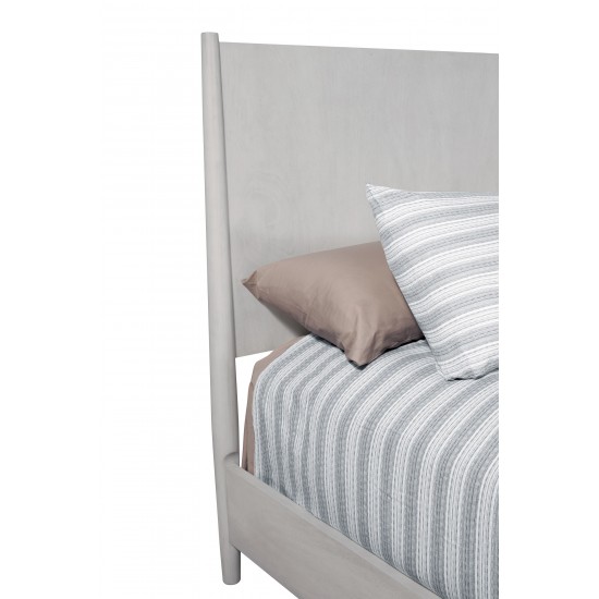 Flynn Mid Century Modern Queen Panel Bed, Gray