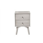 Flynn Mid Century Modern 2 Drawer Nightstand, Gray