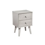 Flynn Mid Century Modern 2 Drawer Nightstand, Gray