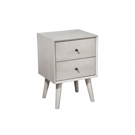 Flynn Mid Century Modern 2 Drawer Nightstand, Gray