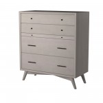 Flynn Mid Century Modern 4 Drawer Multifunction Chest w/Pull Out Tray, Gray