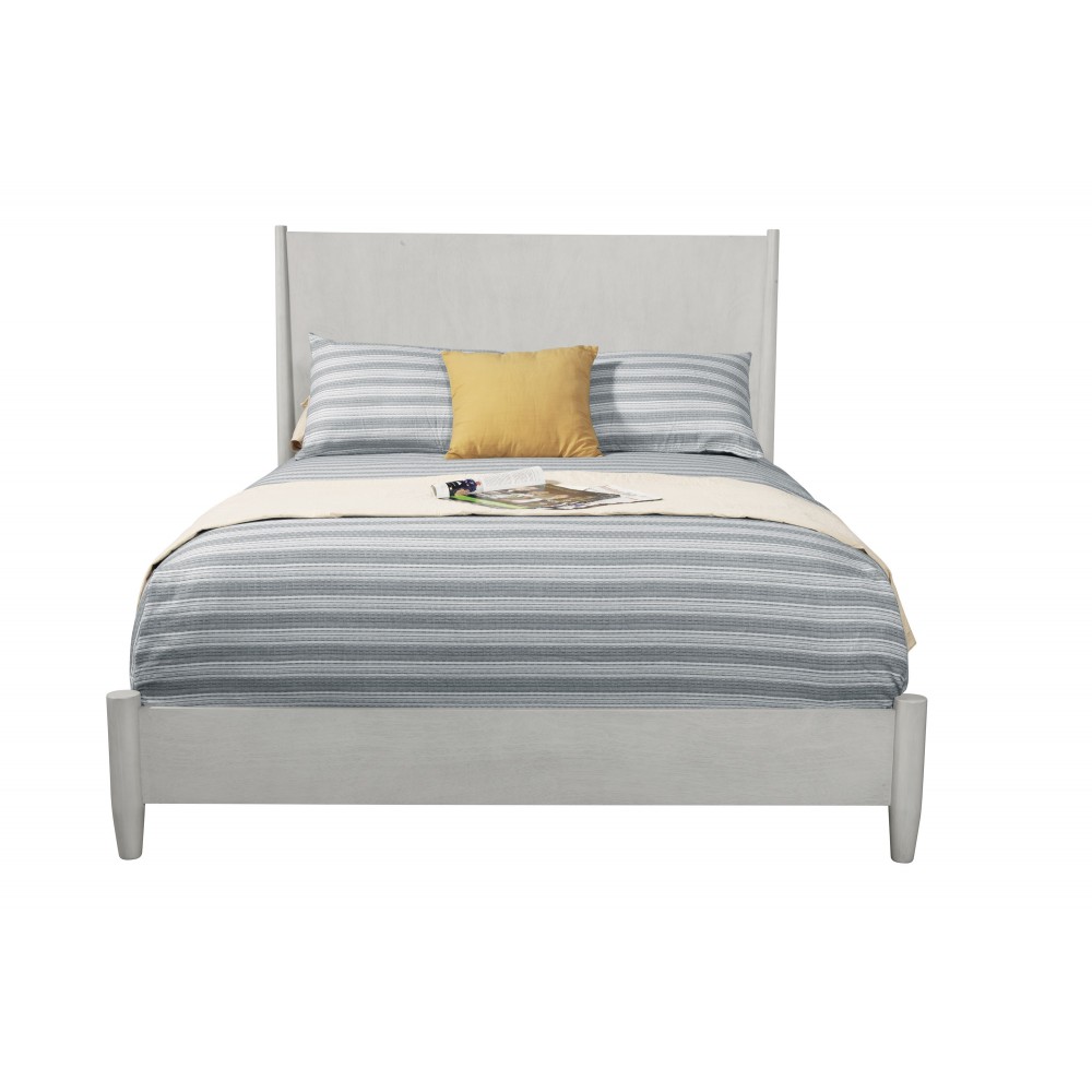 Flynn Mid Century Modern Standard King Panel Bed, Gray