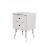 Flynn Mid Century Modern 2 Drawer Nightstand, White