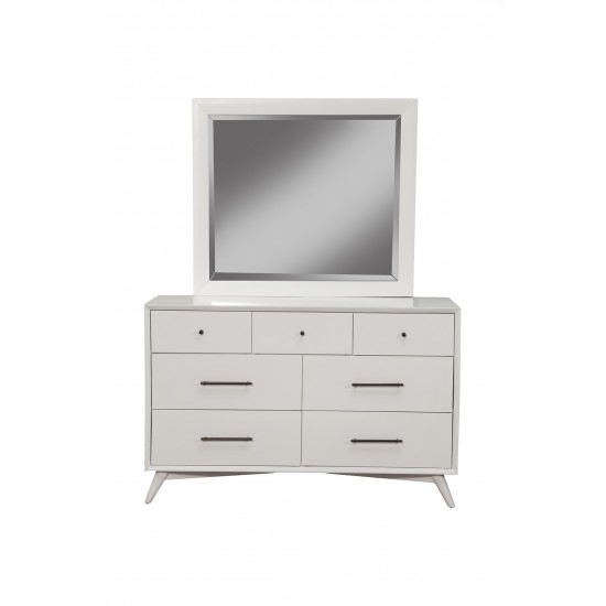 Flynn Mid Century Modern 7 Drawer Dresser, White