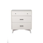 Flynn Mid Century Modern 3 Drawer Small Chest, White