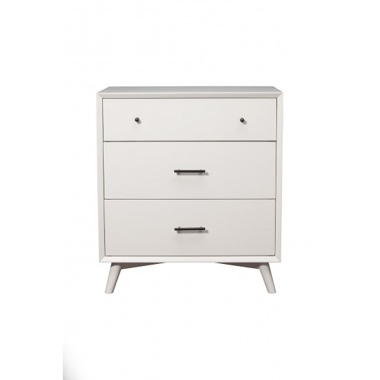 Flynn Mid Century Modern 3 Drawer Small Chest, White