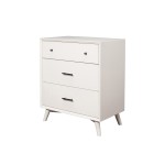 Flynn Mid Century Modern 3 Drawer Small Chest, White