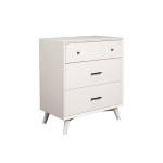 Flynn Mid Century Modern 3 Drawer Small Chest, White