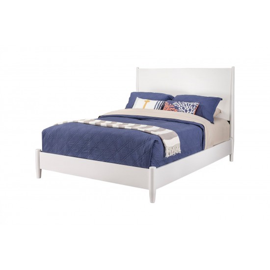 Flynn Mid Century Modern Standard King Panel Bed, White