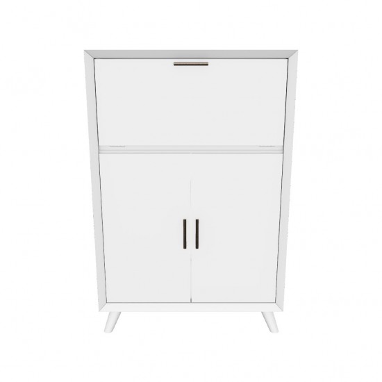 Flynn Large Bar Cabinet w/Drop Down Tray, White