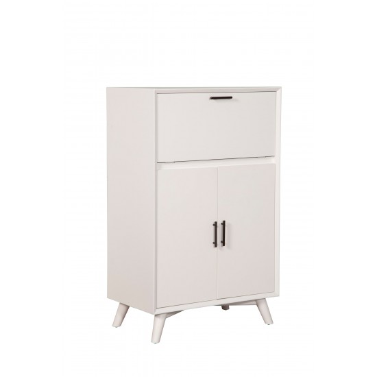 Flynn Large Bar Cabinet w/Drop Down Tray, White