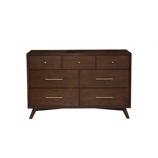 Flynn Mid Century Modern 7 Drawer Dresser, Walnut