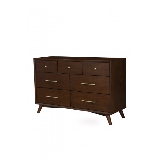 Flynn Mid Century Modern 7 Drawer Dresser, Walnut