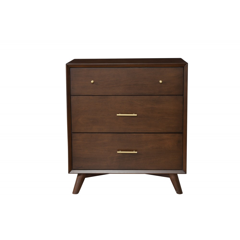 Flynn Mid Century Modern 3 Drawer Small Chest, Walnut